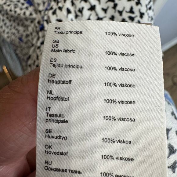 Maje Ripensee Blue Floral Print V Neck Dress Puff Sleeve Romantic Women's - Picture 16 of 16